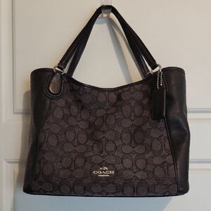 Coach Black Leather Trim Tote